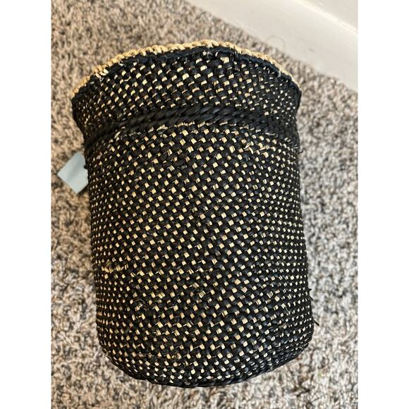 Small Black Iringa Indoor Planter Basket From Tanzania Storage Woven Basket - Picture 4 of 5